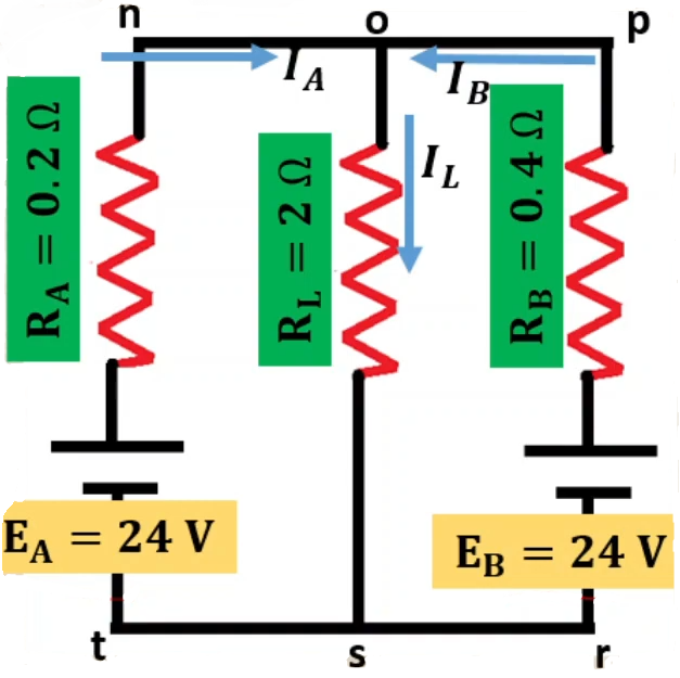 IL
EA
24 V
Ев
24 V
t'
RA = 0.2 N
ww
R1 =2 N
in
RB = 0.4 N
