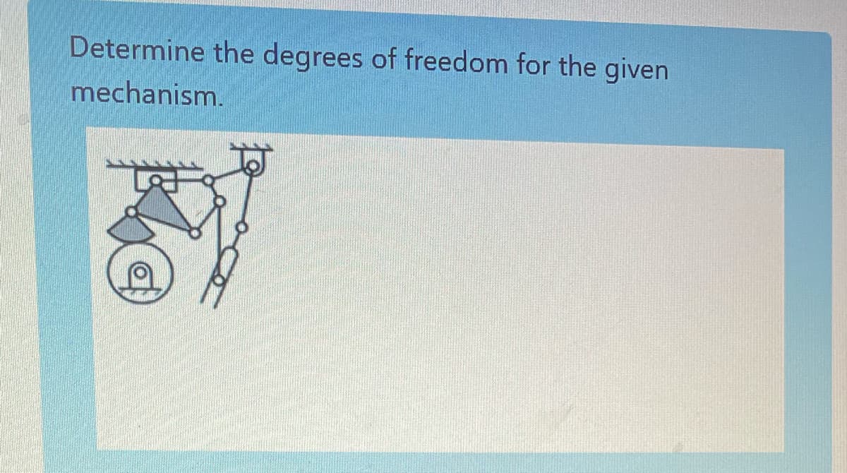 Determine the degrees of freedom for the given
mechanism.
