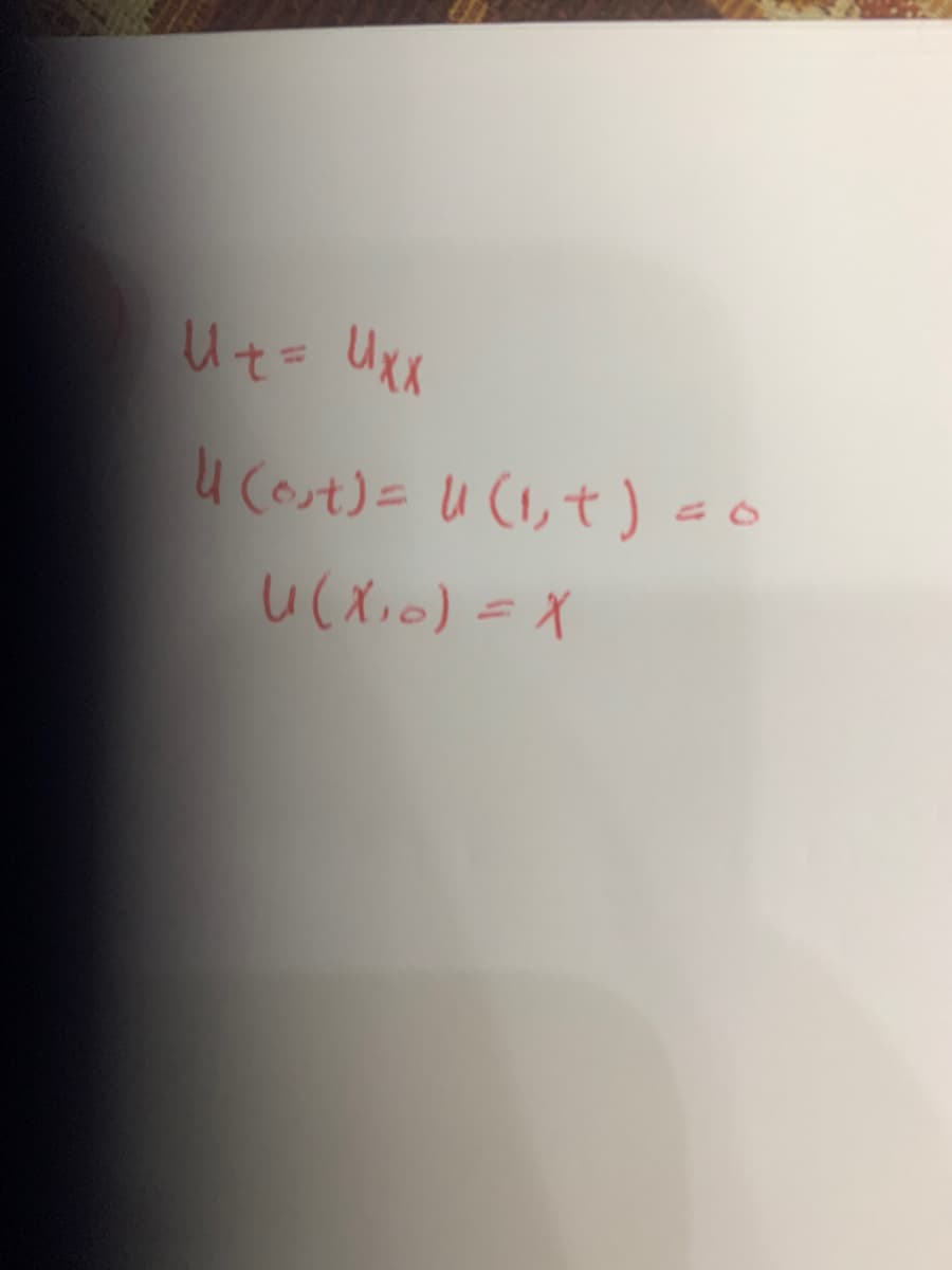 Ut= Uxx
u Cost)= U (1,t) -o
U(Xio) =X
