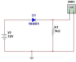 XMM1
+
D1
1N4001
R1
1kQ
V1
12V
