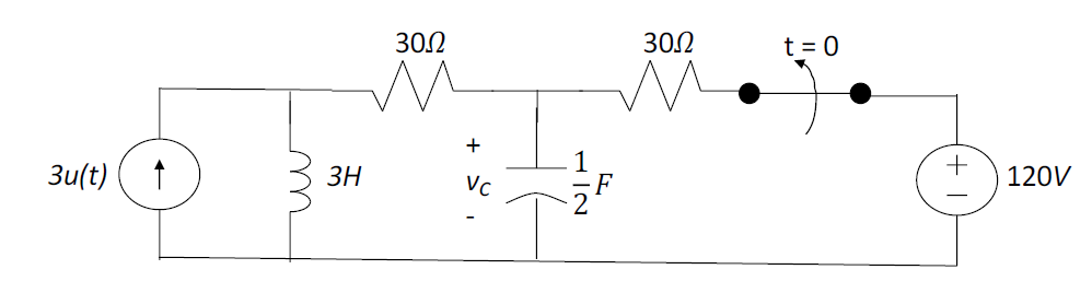 30.2
30.2
t = 0
+
1
F
2
120V
3u(t)
ЗН
Vc
