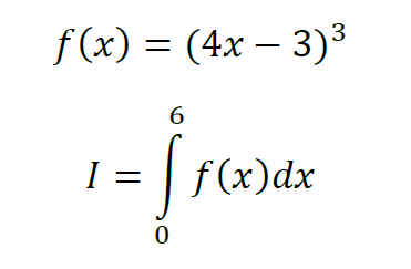 f (x) = (4x – 3)³
6.
I = | f(x)dx
