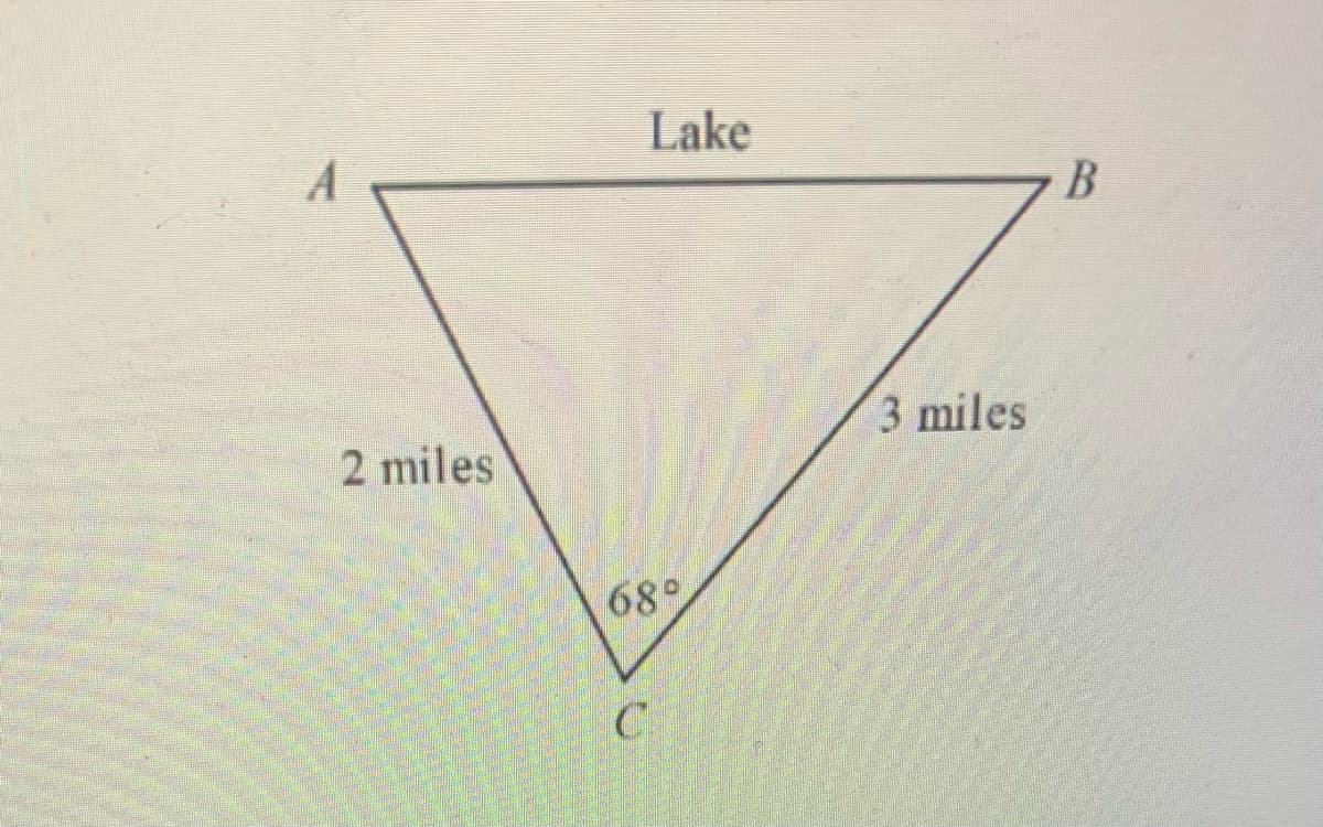 Lake
3 miles
2 miles
68°
C
