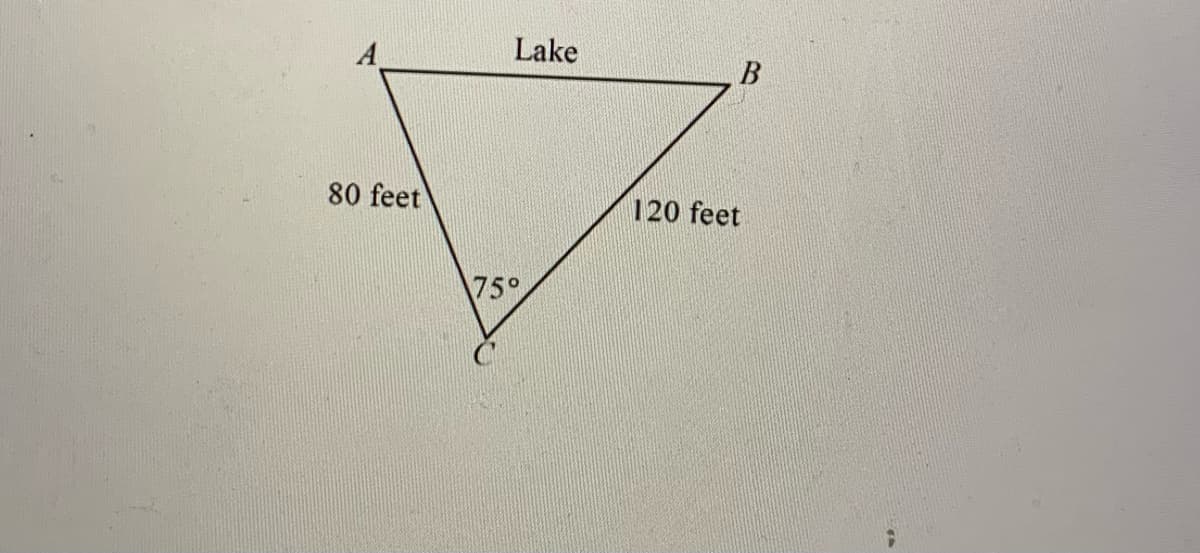 Lake
80 feet
120 feet
75°
