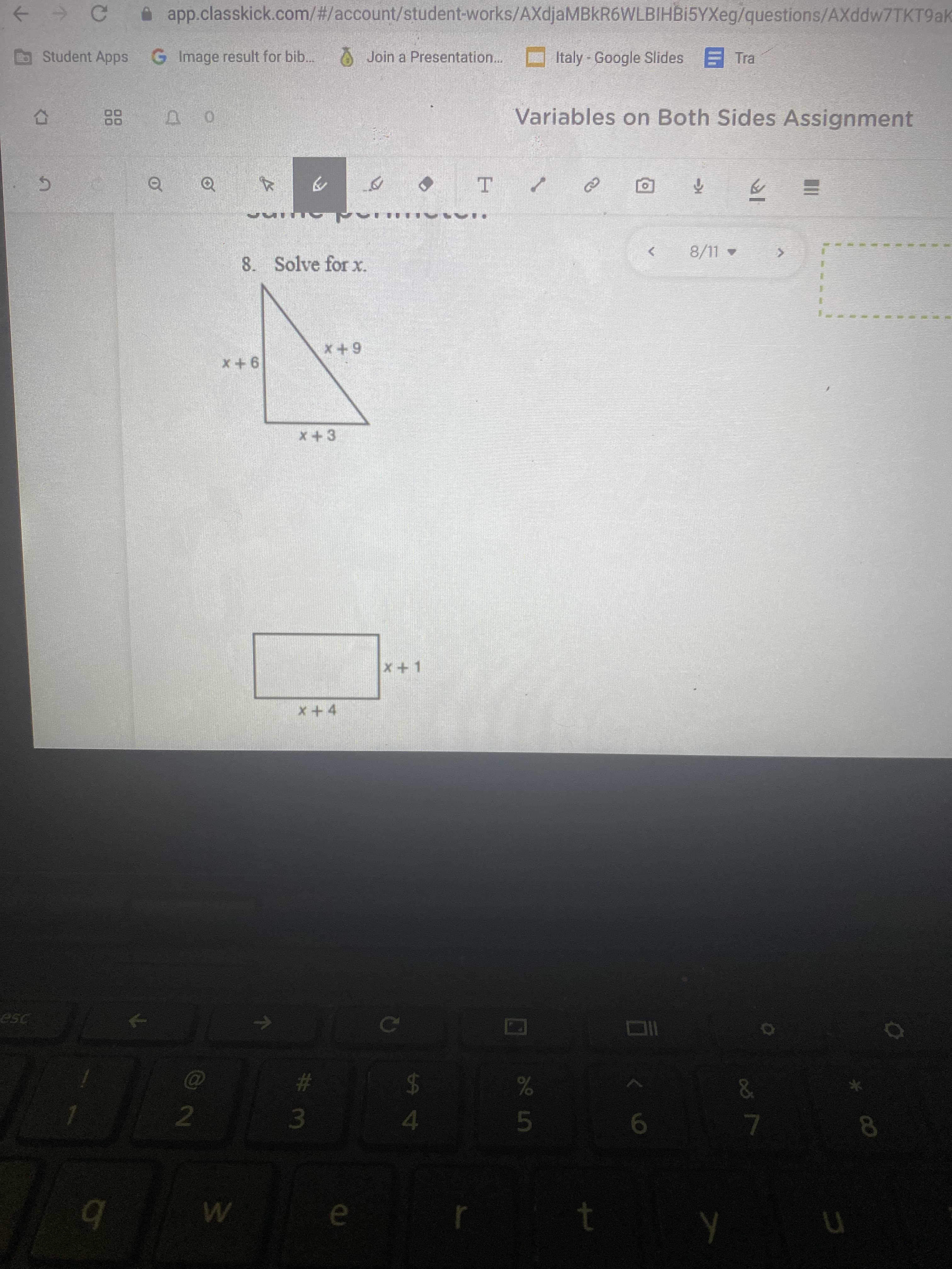 8/11 -
8. Solve for x.
x+9
x+6
x+3
