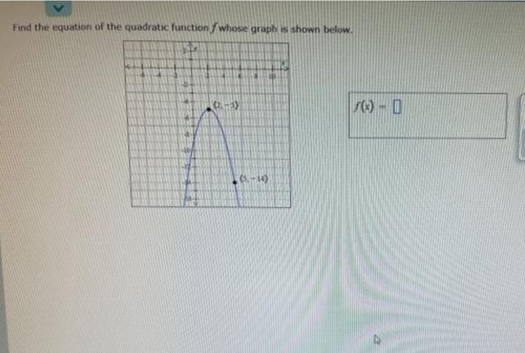 Find the equation of the quadratic function /whose graph is shown below.
(2-5)
6.-14)

