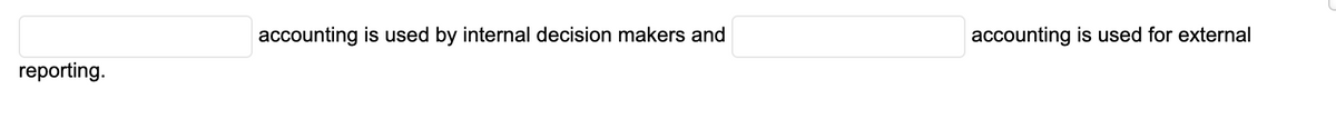 [Blank] accounting is used by internal decision makers and [blank] accounting is used for external reporting.