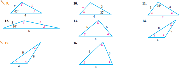10.
2.
C
11.
3
95
a
3
45°
A
B
30
B.
A
4
12.
2
13.
14.
20°
6.
8
5
B.
A
A
8.
15.
4
16.
9.
A
A
4
4
