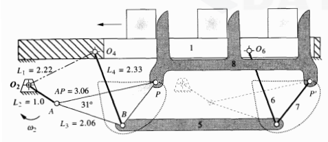 L = 2.22
L4 = 2.33
02
AP = 3.06
P
L: = 1.0
31°
A
B
Lz = 2.06
