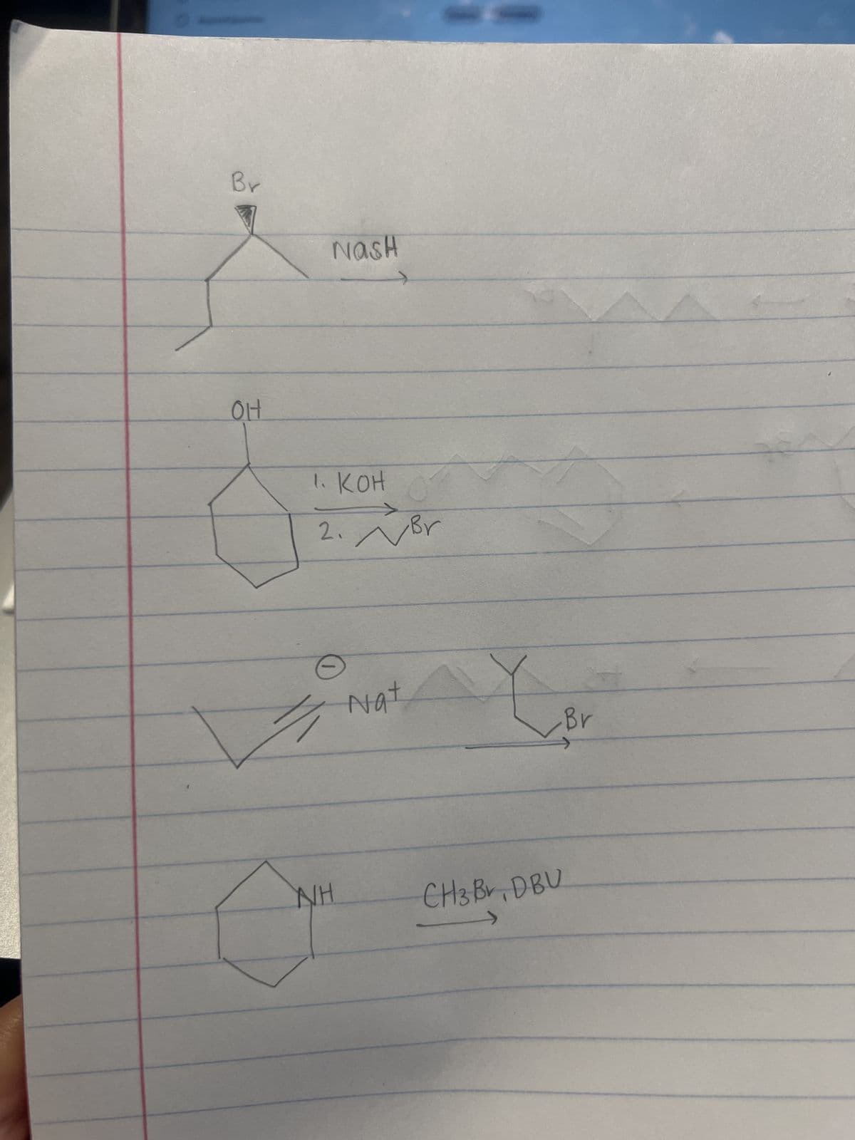 Br
OH
V
NASH
1. KOH
2. Br
NH
Nat
Br
CH3 Br, DBU