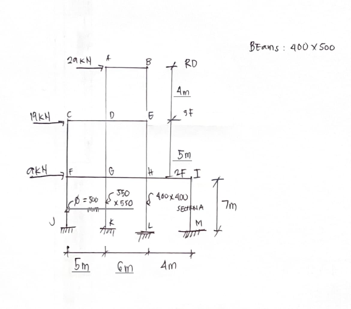 19 км
акн
9
29KN
F
-0 =500
5m
D
G
350
X 550
AM
*
6m
5
H
RD
Am
4m
SF
5m
2F, I
400x400
SECONA
M
7m
Beams 400 x 500
: