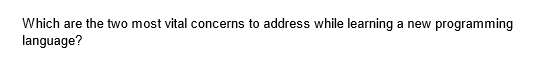 Which are the two most vital concerns to address while learning a new programming
language?
