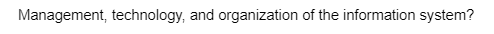 Management, technology, and organization of the information system?