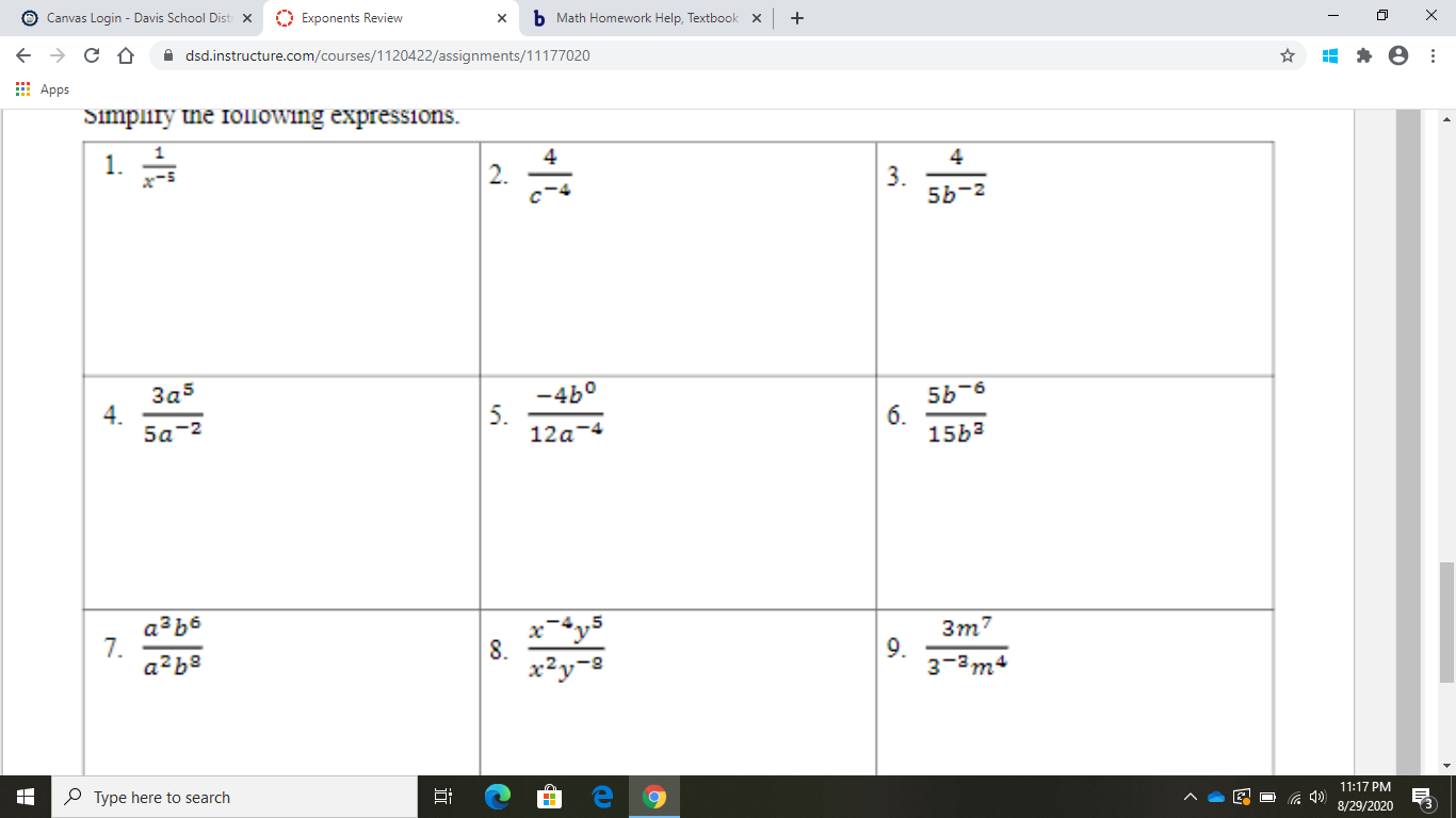 Simpliry the following expressions.
1.
