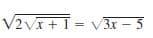 V2vx + 1 = V3x – 5
