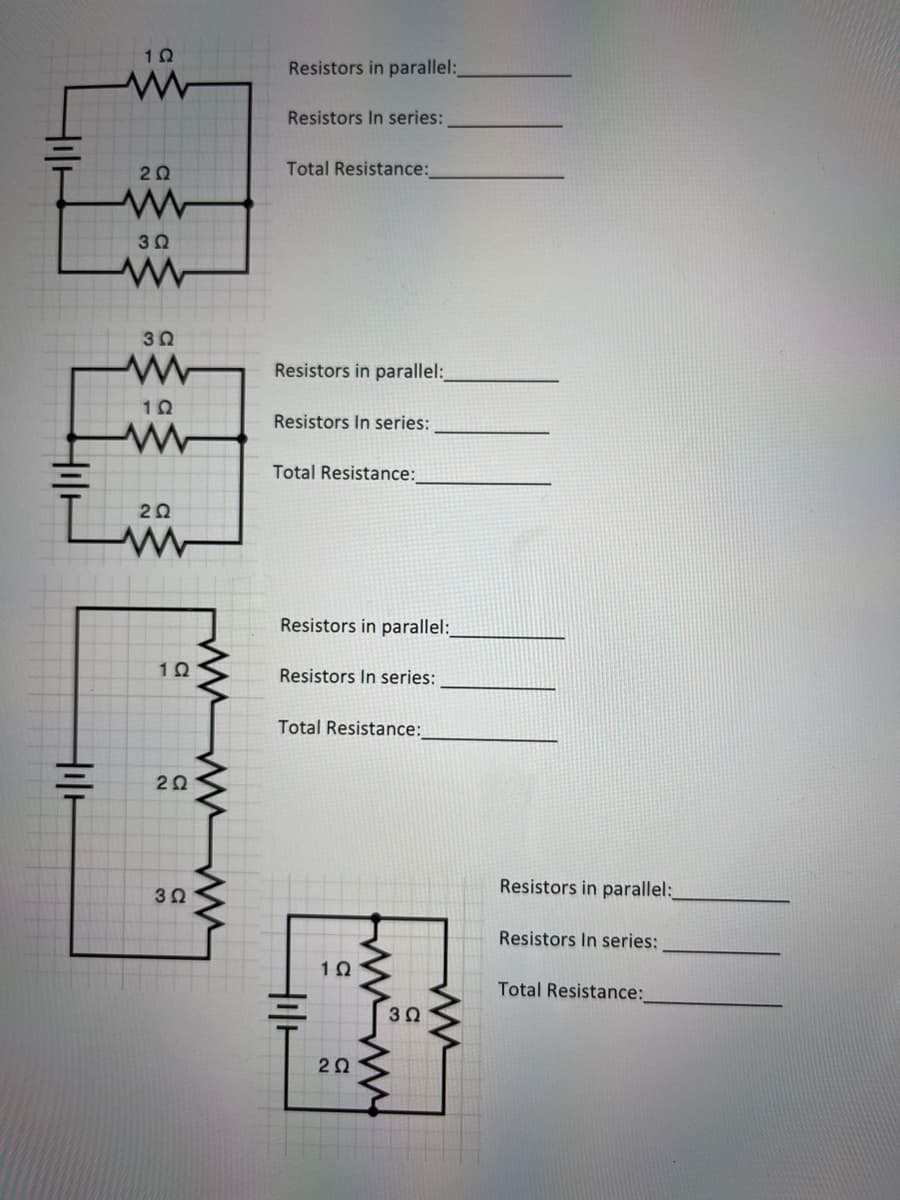 Hill
102
2Ω
3 Ω
3 Ω
www
10
www
2Ω
102
2Ω
3 Ω
Resistors in parallel:_
Resistors In series:
Total Resistance:
Resistors in parallel:_
Resistors In series:
Total Resistance:
Resistors in parallel:_
Resistors In series:
Total Resistance:
10
2Ω
wwwwwwwww
3Ω
Resistors in parallel:_
Resistors In series:
Total Resistance: