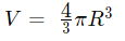 The formula shown in the image is the equation for the volume \( V \) of a sphere. This equation is:

\[ V = \frac{4}{3} \pi R^3 \]

Where:
- \( V \) represents the volume of the sphere.
- \( R \) represents the radius of the sphere.
- \( \pi \) (pi) is a mathematical constant approximately equal to 3.14159.

This formula demonstrates how the volume of a sphere increases with the cube of its radius. As the radius grows, the volume expands rapidly due to the cubic nature of the relationship.