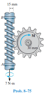 15 mm
BI
30 mmy
At
7 N-m
Prob. 8–75
