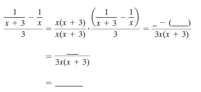 1
х+3
x(х + 3) \x+3
3
x(х + 3)
3
Зx(х + 3)
Зx(х + 3)
