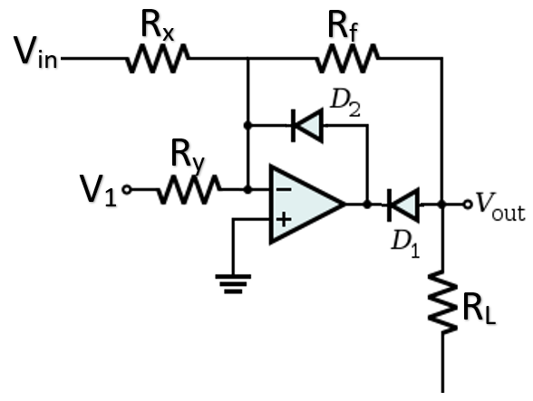 Rf
Rx.
Vin W
D2
Ry
V1W
out
RL
ww-
