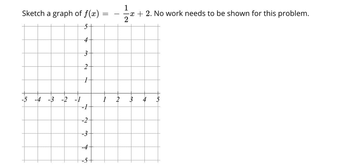 1
-x + 2. No work needs to be shown for this problem.
2
Sketch a graph of f(x)
-2 -1
3
-1
-2
-3
-4
