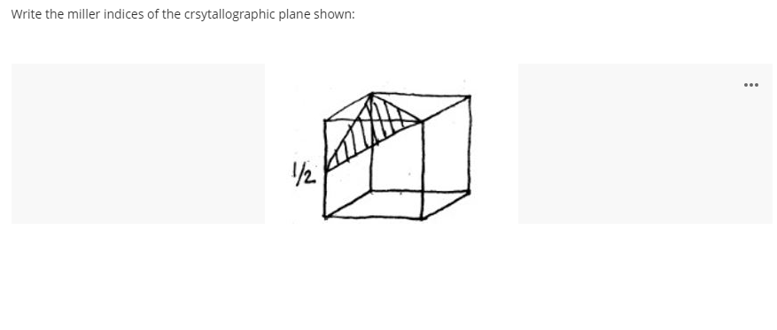 Write the miller indices of the crsytallographic plane shown:
