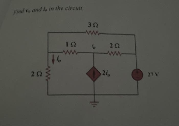 Find ve and is in the circuit.
2 Ω
ΤΩ
3Ω
ΜΕ
Μ
ΖΩ
21
27 V