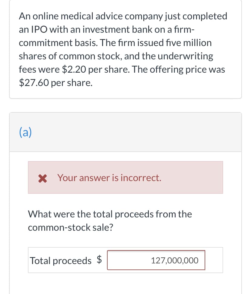 What were the total proceeds from the
common-stock sale?
