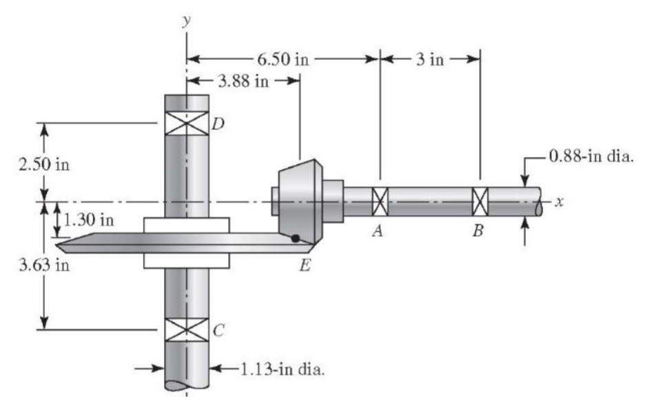 2.50 in
1.30 in
3.63 in
3.88 in
D
6.50 in
C
E
1.13-in dia.
A
3 in →
B
-0.88-in dia.
·X