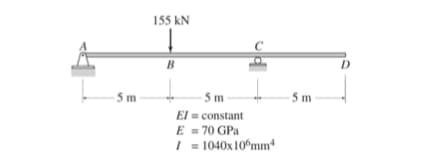 -5 m
155 kN
B
-5 m
El constant
E
= 70 GPa
1 = 1040x10mm*
-5m-
D