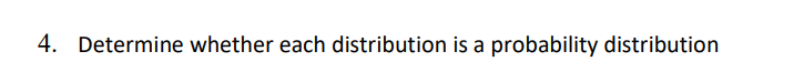 4. Determine whether each distribution is a probability distribution
