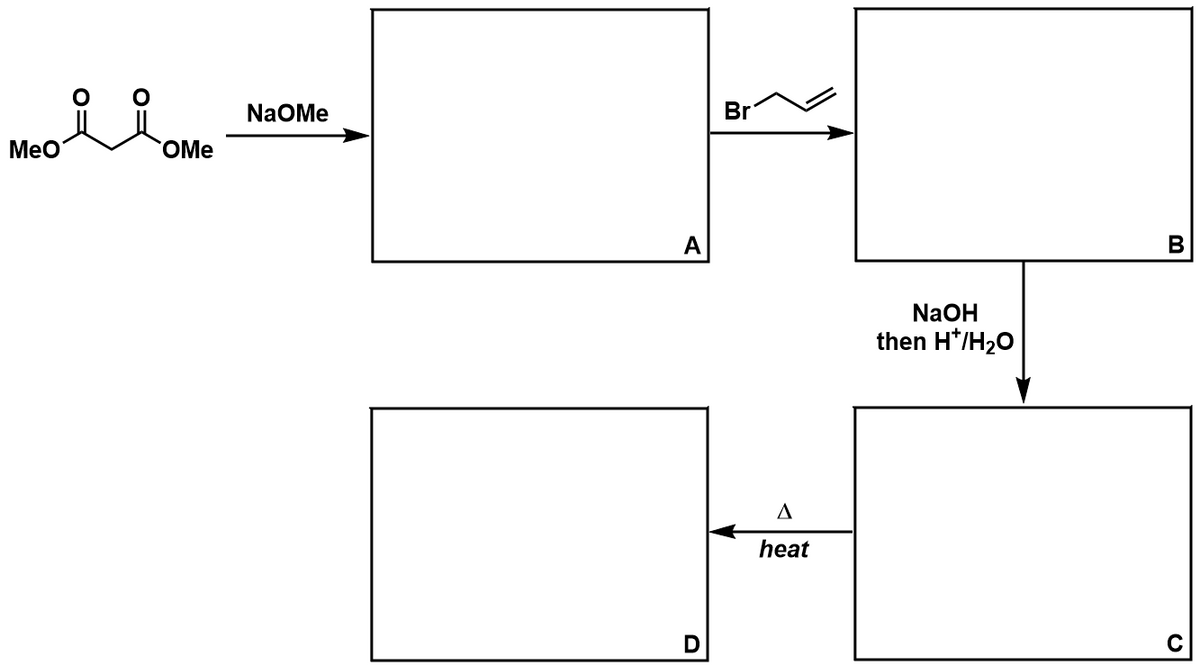 MeO
OMe
NaOMe
A
Br
Δ
heat
NaOH
then H*/H₂O
B
0