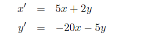 x'
5x + 2y
y'
-20x – 5y
