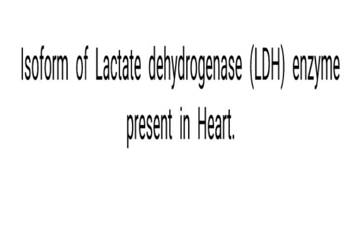 Isnfom of Lacte dehdtogenase (DH enyme
enzyme
present in Heart
