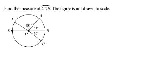 Find the measure of CDE. The figure is not drawn to scale.
E
105°
530
De
B
30°
