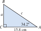 B
a
34.2°
A
15.8 cm

