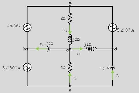 a
20
2420°v A
0520 A
8j20
jin
ll
I2 -j10
be
I3
5430°A
-ji07
Is
e
