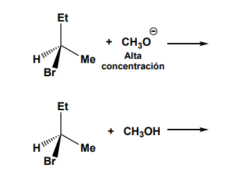 Et
CH;0
Me
Alta
concentración
Br
Et
+
CH3OH
`Me
Br
