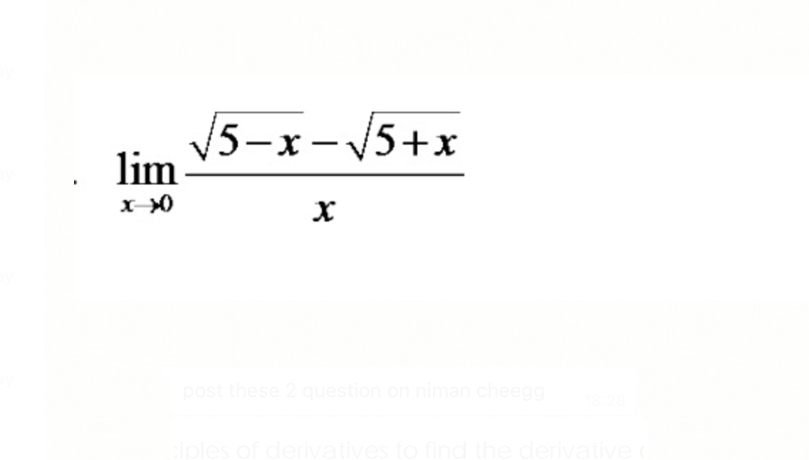 V5-x-V5+x
lim
post these 2 question on niman cheegg
