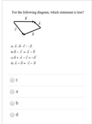 For the following diagram, which statement is true?
d) A - 5- č -
a
