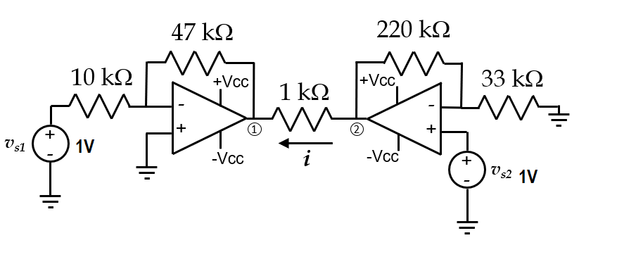 47 k2
220 k2
10 k2
+Vc,
33 kQ
+Vcc
1 kΩ
+
+
+
Vs1
1V
-Vcc
-Vc
+
V s2 1V
