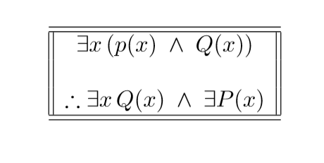 3x (p(x) ^ Q(x))
Jx Q(x) ^ 3P(x)
