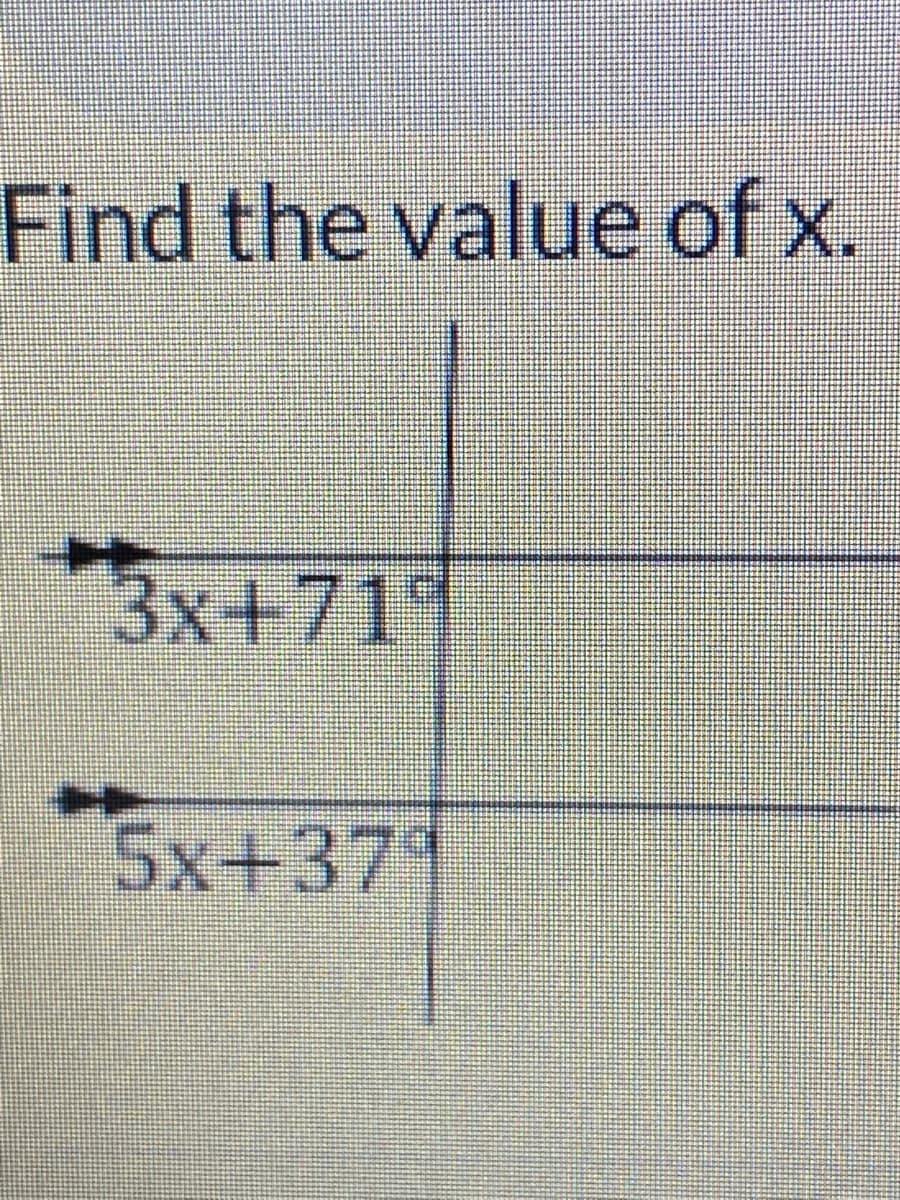 Find the value of x.
3x+711
5x+371
