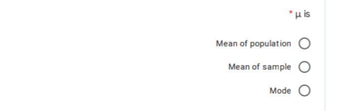 *H is
Mean of population O
Mean of sample
Mode
