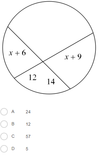 x + 6
x + 9
12
14
A
24
В
12
C 57
D 5
