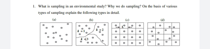 1. What is sampling in an environmental study? Why we do sampling? On the basis of various
types of sampling explain the following types in detail.
(a)
(b)
(c)
(d)
Olo
13
