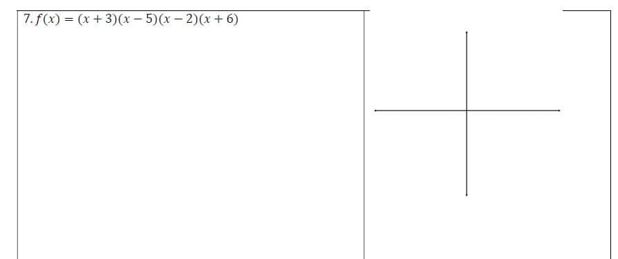 7. f(x) = (x+ 3)(x – 5)(x – 2)(x + 6)
-
