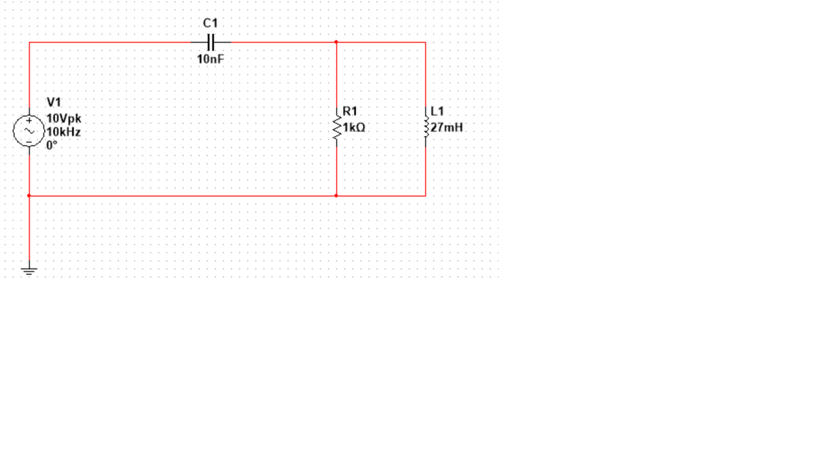 C1
10nF
V1
R1
1kQ
L1
10Vpk
10kHz
0°
27MH
