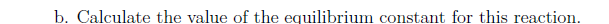 b. Calculate the value of the equilibrium constant for this reaction.
