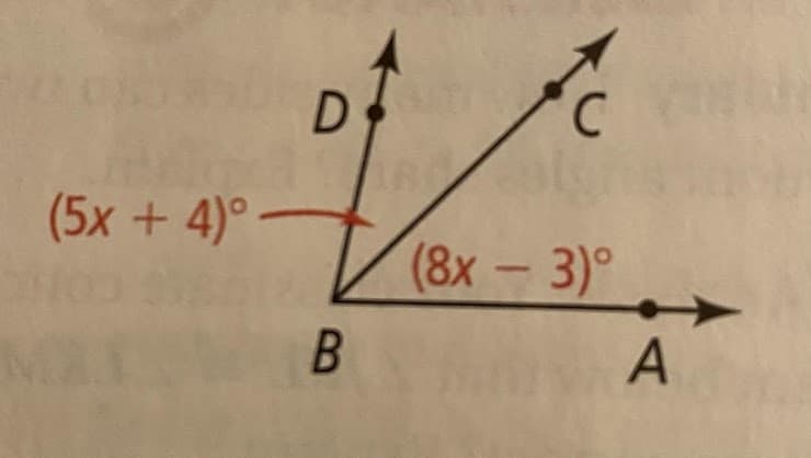 D
(5x + 4)°
(8х - 3)°
A
